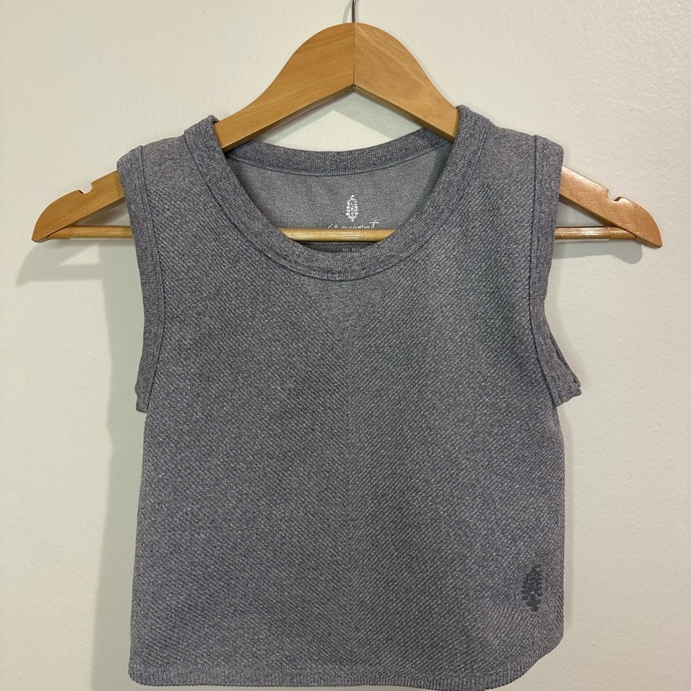 Free People Gray Stretchy Tank Top